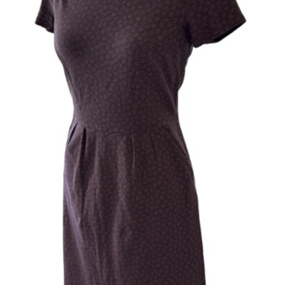 Boden Fit & Flare Dress 8P — Navy/Red Microfloral Print - Picture 4 of 7